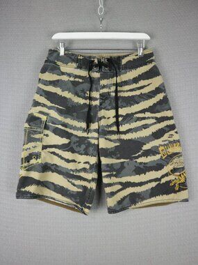 Quiksilver Tiger Stripe Streetwear Boardshorts Mens 30W Y2K Rare